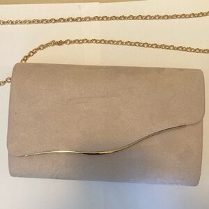 Cream & gold Clutch with Gold Chain